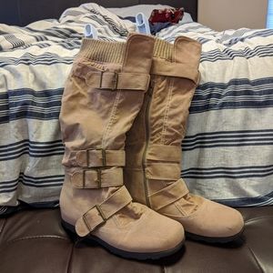EUC Tan Buckle Boots